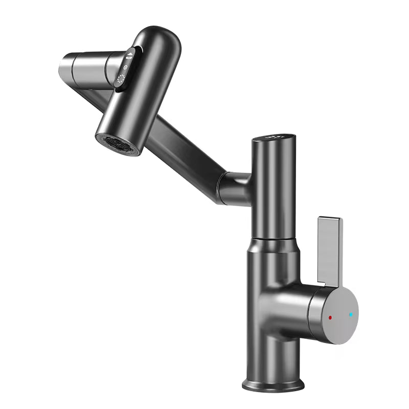 Upgrade Your Bathroom with the Digital Display LED Basin Faucet - 360° Rotation, Multi-Function Stream Sprayer for Hot & Cold Water