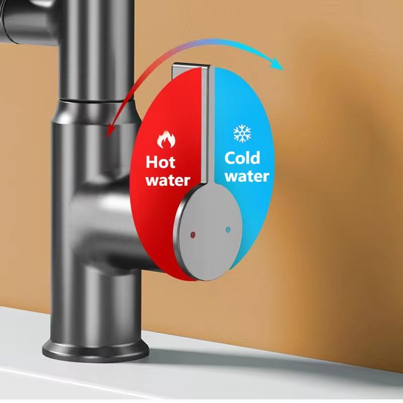 Upgrade Your Bathroom with the Digital Display LED Basin Faucet - 360° Rotation, Multi-Function Stream Sprayer for Hot & Cold Water
