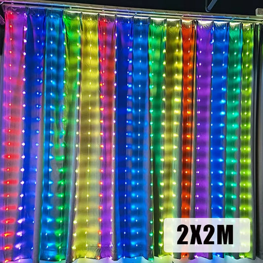 Transform Your Room into a Magical Wonderland with 400 Smart LED Curtain Lights – Customize Patterns & Text for All Occasions!