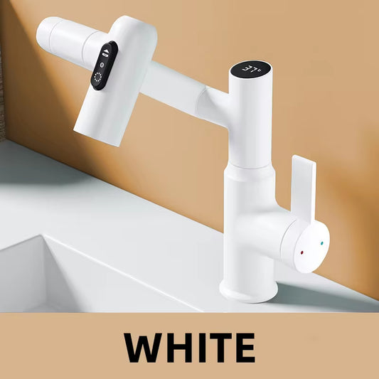Upgrade Your Bathroom with the Digital Display LED Basin Faucet - 360° Rotation, Multi-Function Stream Sprayer for Hot & Cold Water